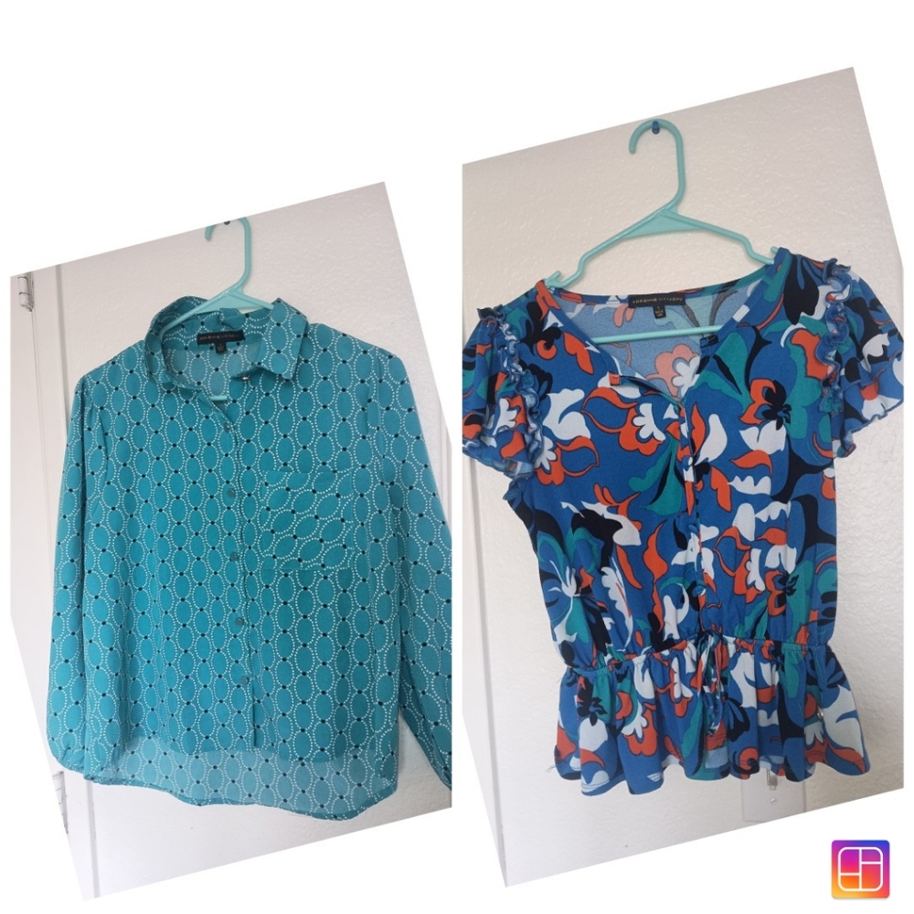 Blue/Teal Patterned Blouse & Floral Top Bundle